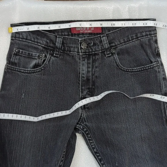 Levi's 511 Black Distressed Denim Jeans Boys Size 27x27 - Picture 13 of 14